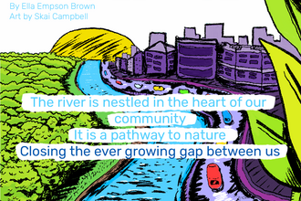 The first panel of our illustrated poem "The River"