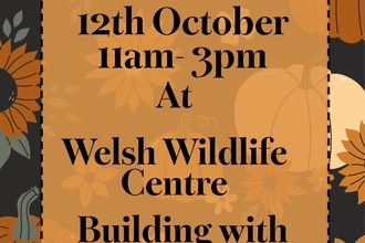 autumn themed poster with cartoon pumpkins