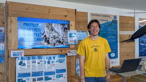CBMWC Marine Conservation Volunteer presenting a Fin Talk