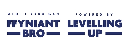 Blue Bilingual Levelling Up Logo