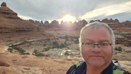 Selfie of Chris outside. 