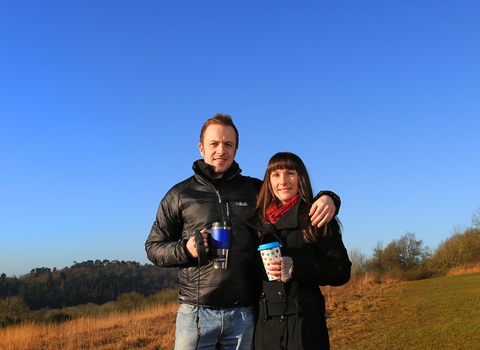 James and Claire with their dog on a reserve