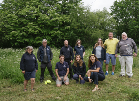 Parc Slip team with Iolo Williams 