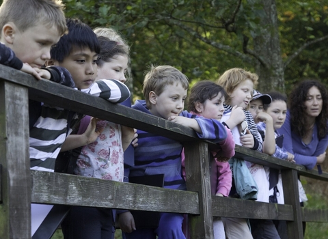 School children on bridge